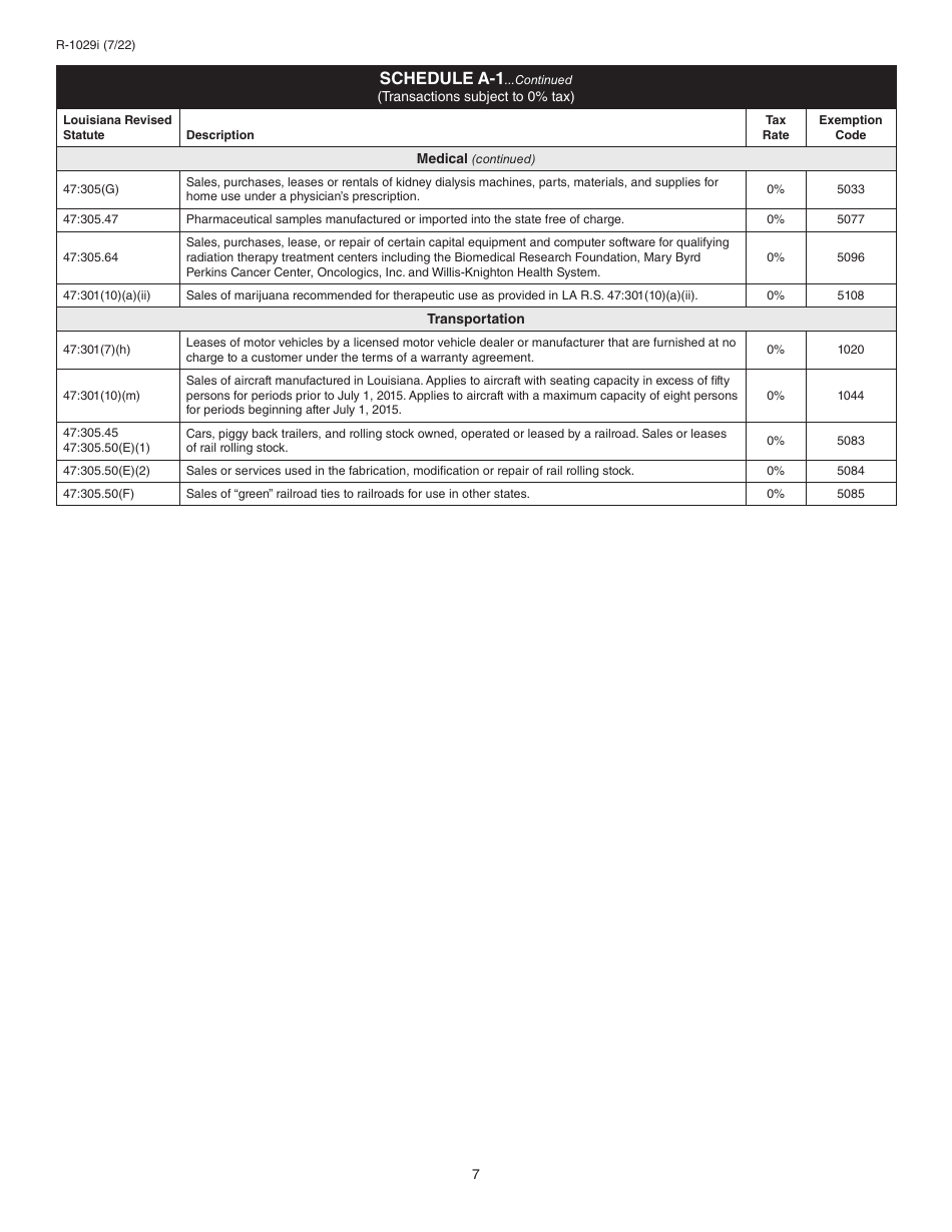 Instructions for Form R-1029 Sales Tax Return - Louisiana, Page 7