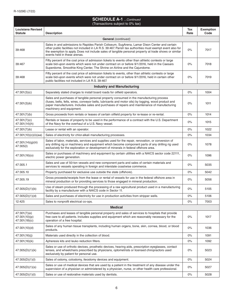 Instructions for Form R-1029E Electronic Sales Tax Return - Louisiana, Page 6