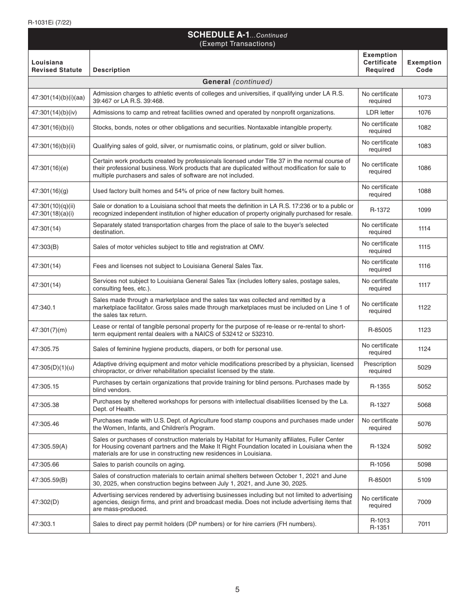 Instructions for Form R-1031E Electronic Direct Marketer Sales Tax Return - Louisiana, Page 5