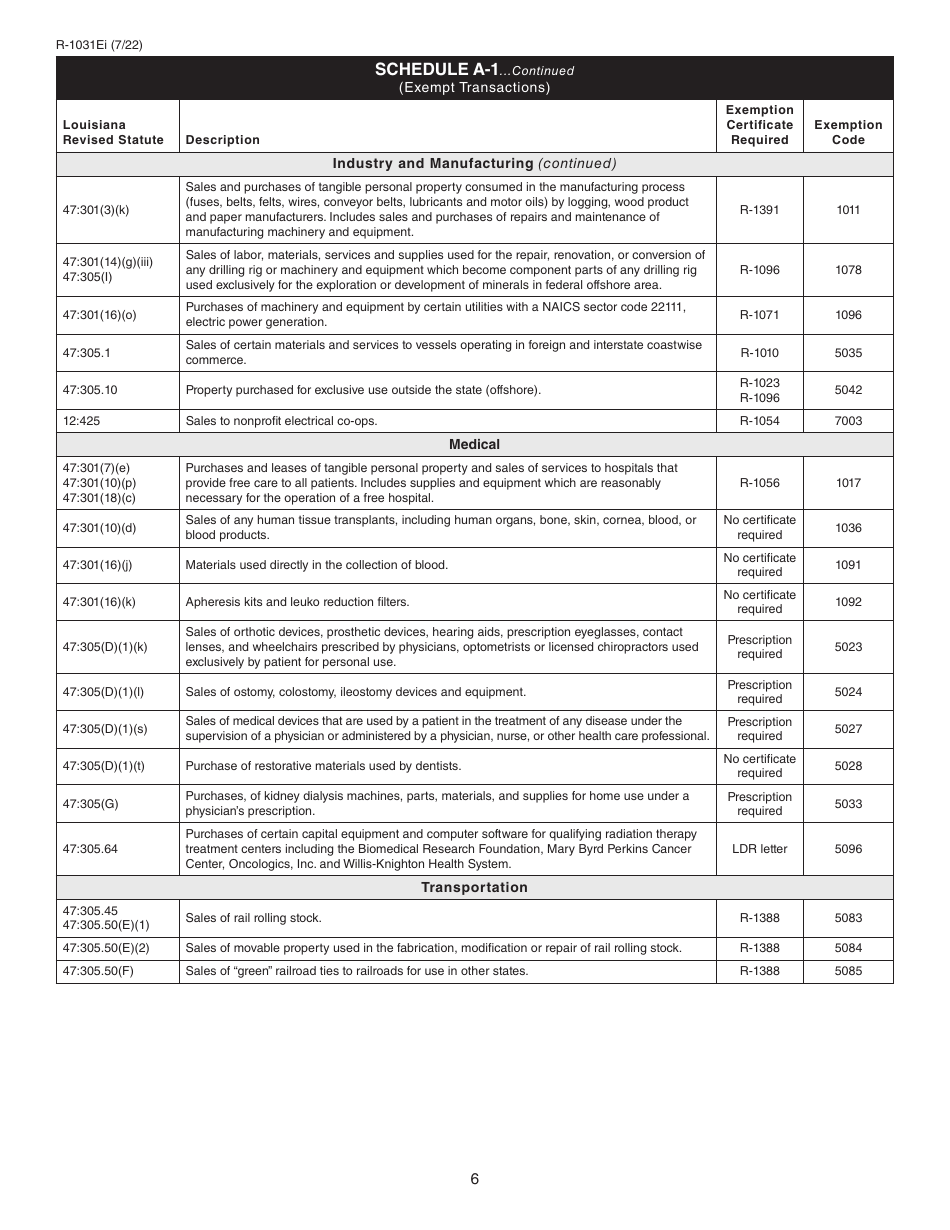 Instructions for Form R-1031E Electronic Direct Marketer Sales Tax Return - Louisiana, Page 6