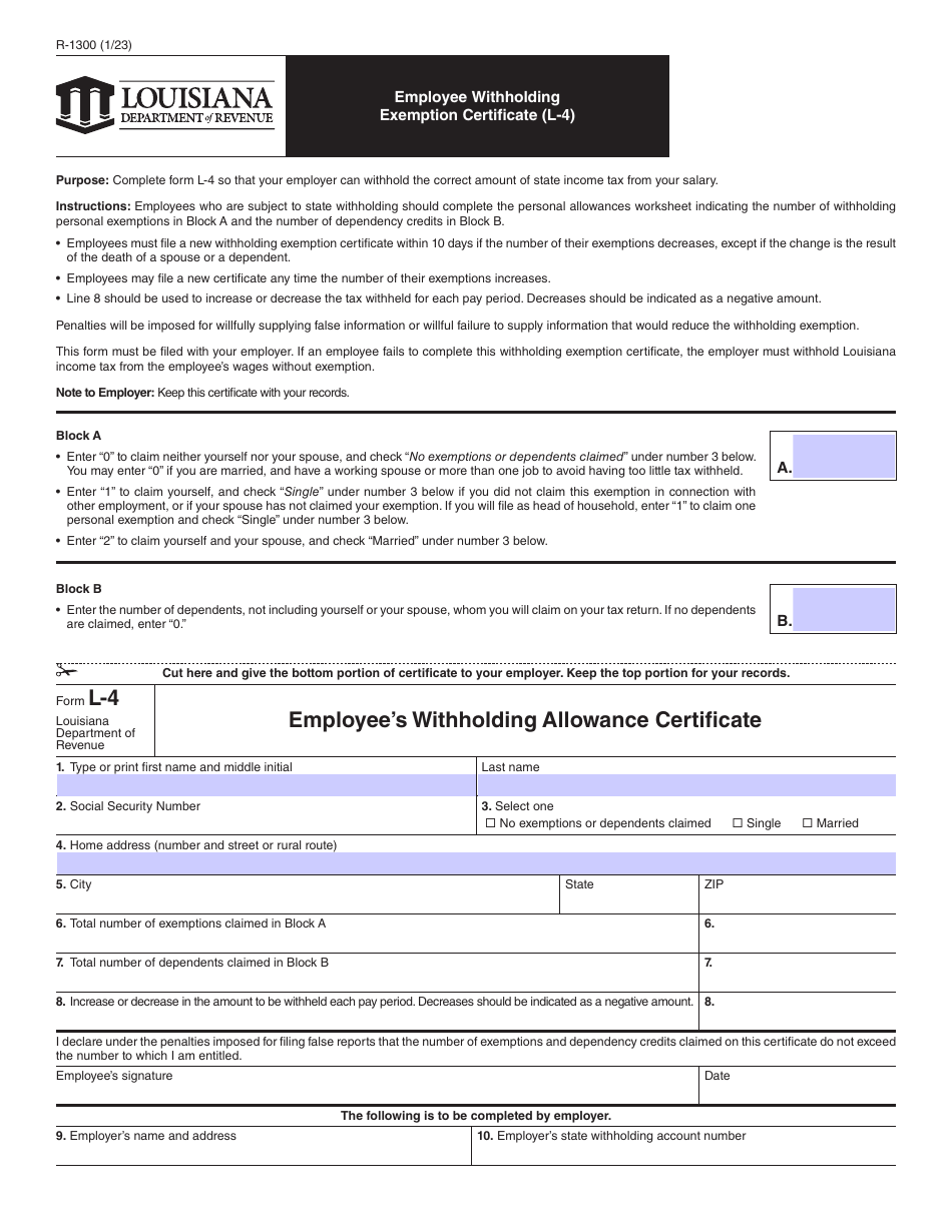 Form R1300 (L4) Download Fillable PDF or Fill Online Employee