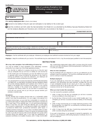 Document preview: Form R-1307 (L-4E) State of Louisiana Exemption From Withholding Louisiana Income Tax - Louisiana
