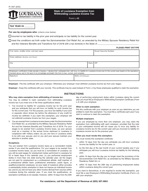 Form R-1307 (L-4E)  Printable Pdf