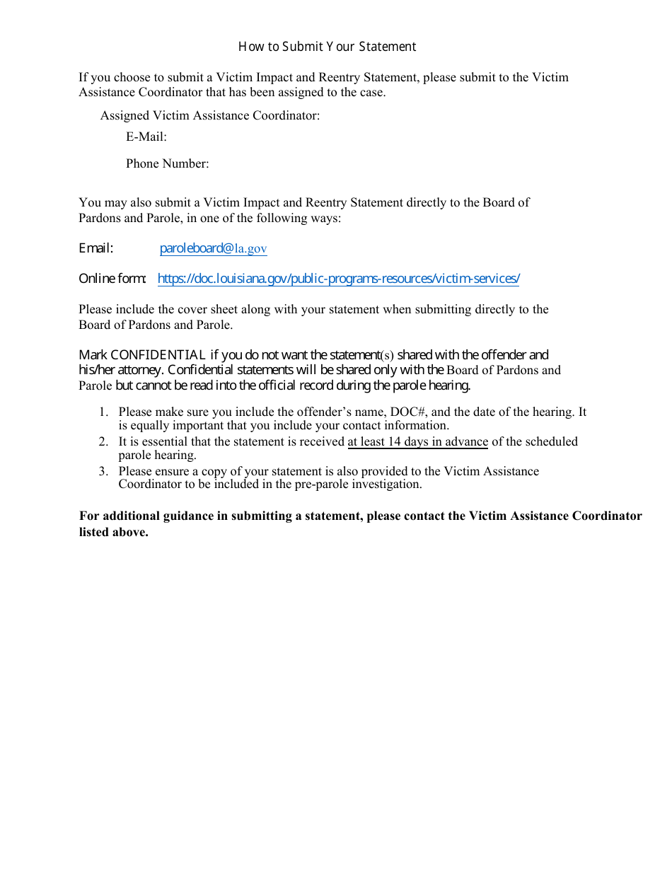 Victim Impact and Reentry Statement - Louisiana, Page 4