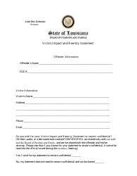 Document preview: Clemency Victim Impact and Reentry Statement - Louisiana
