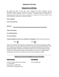 Document preview: Volunteer Services Request for Certificate - Louisiana