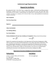Document preview: Authorized Legal Representative Request for Certificate - Louisiana