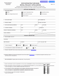 Document preview: Form 1784 State Infrastructure Bank Initial Project Application - Michigan