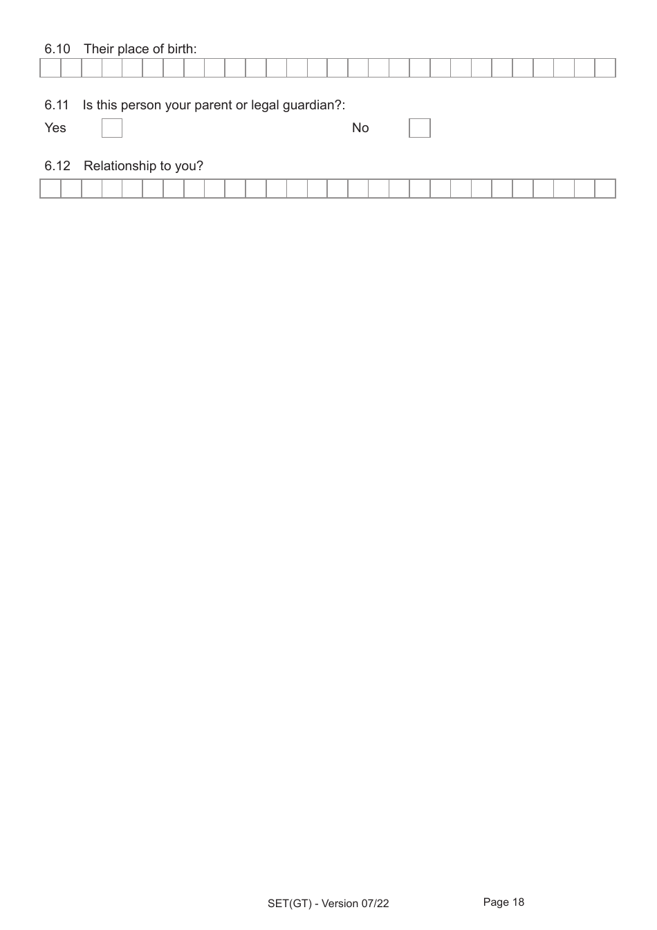 Form SET(GT) Application for Settlement for a Person Granted Limited Leave Under the Dedicated Grenfell Immigration Policy for Survivors - United Kingdom, Page 18