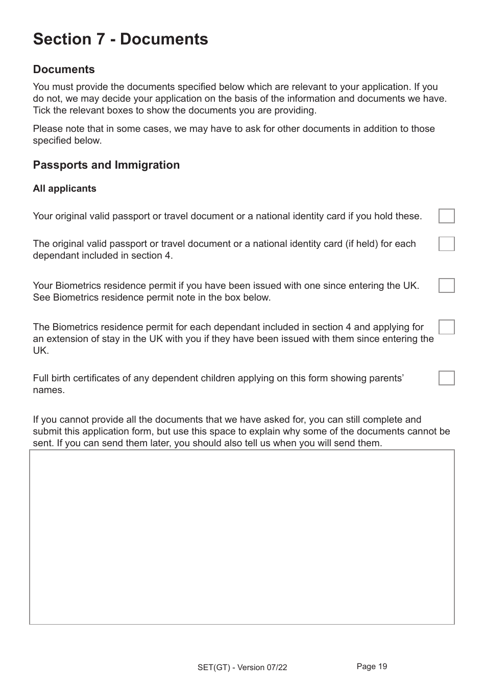 Form SET(GT) Application for Settlement for a Person Granted Limited Leave Under the Dedicated Grenfell Immigration Policy for Survivors - United Kingdom, Page 19