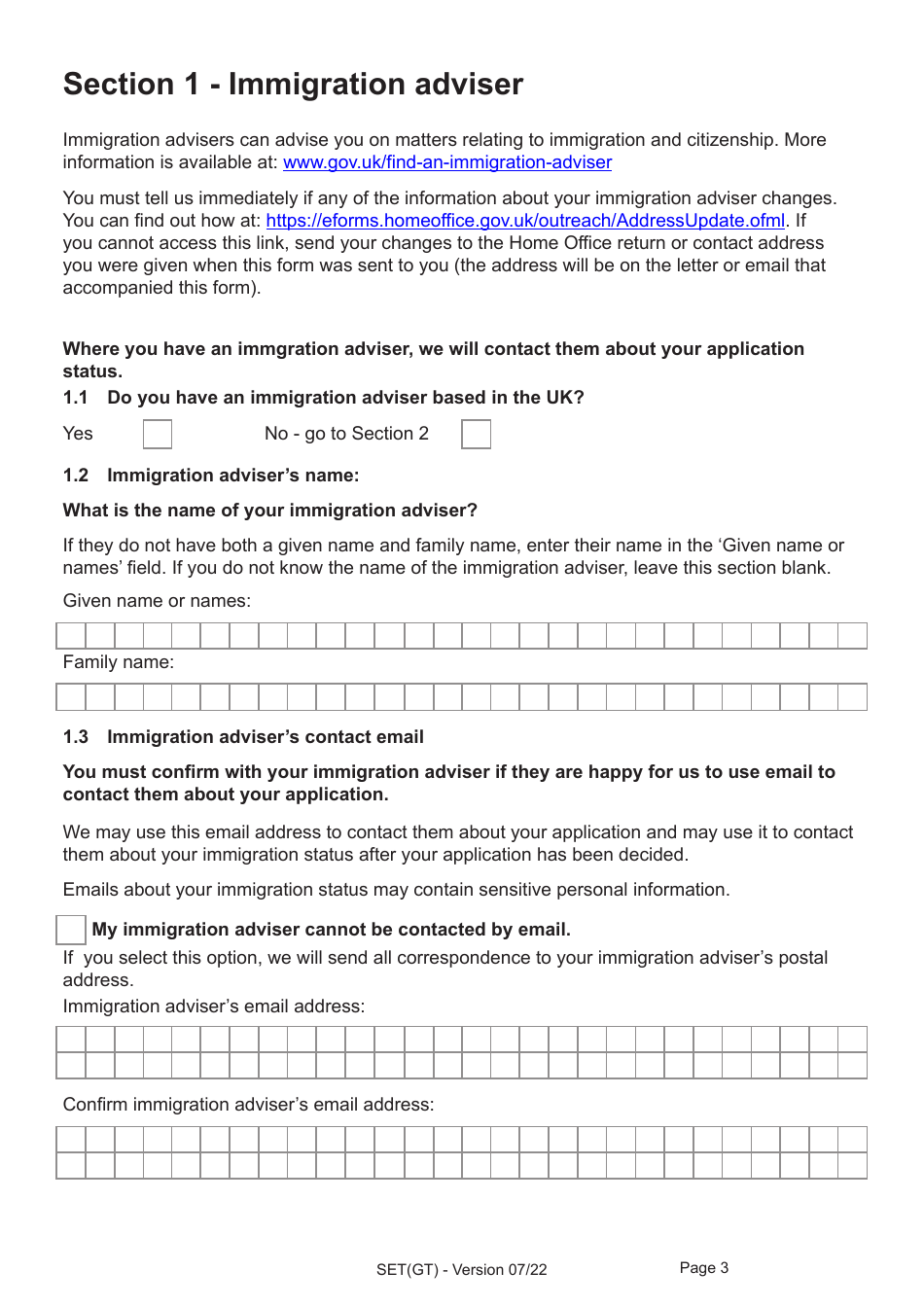Form SET(GT) Application for Settlement for a Person Granted Limited Leave Under the Dedicated Grenfell Immigration Policy for Survivors - United Kingdom, Page 3
