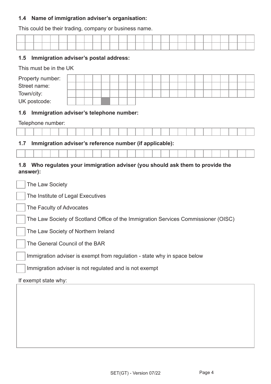 Form SET(GT) Application for Settlement for a Person Granted Limited Leave Under the Dedicated Grenfell Immigration Policy for Survivors - United Kingdom, Page 4