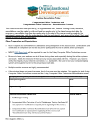 Document preview: Computerized Office Technician & Office Technician - Recertification Cancellation Policy - Michigan