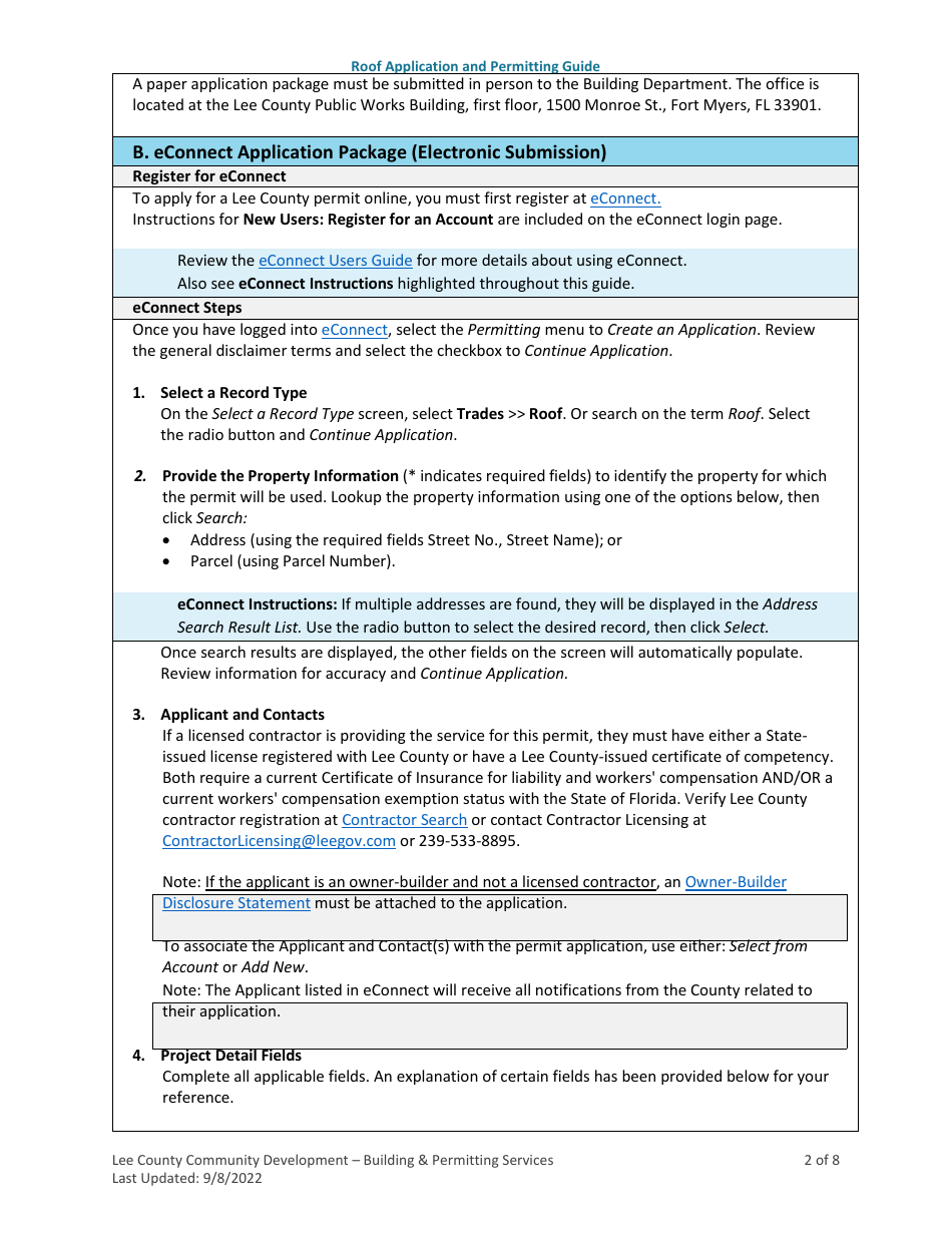 Roof Application and Permitting Guide - Lee County, Florida, Page 2