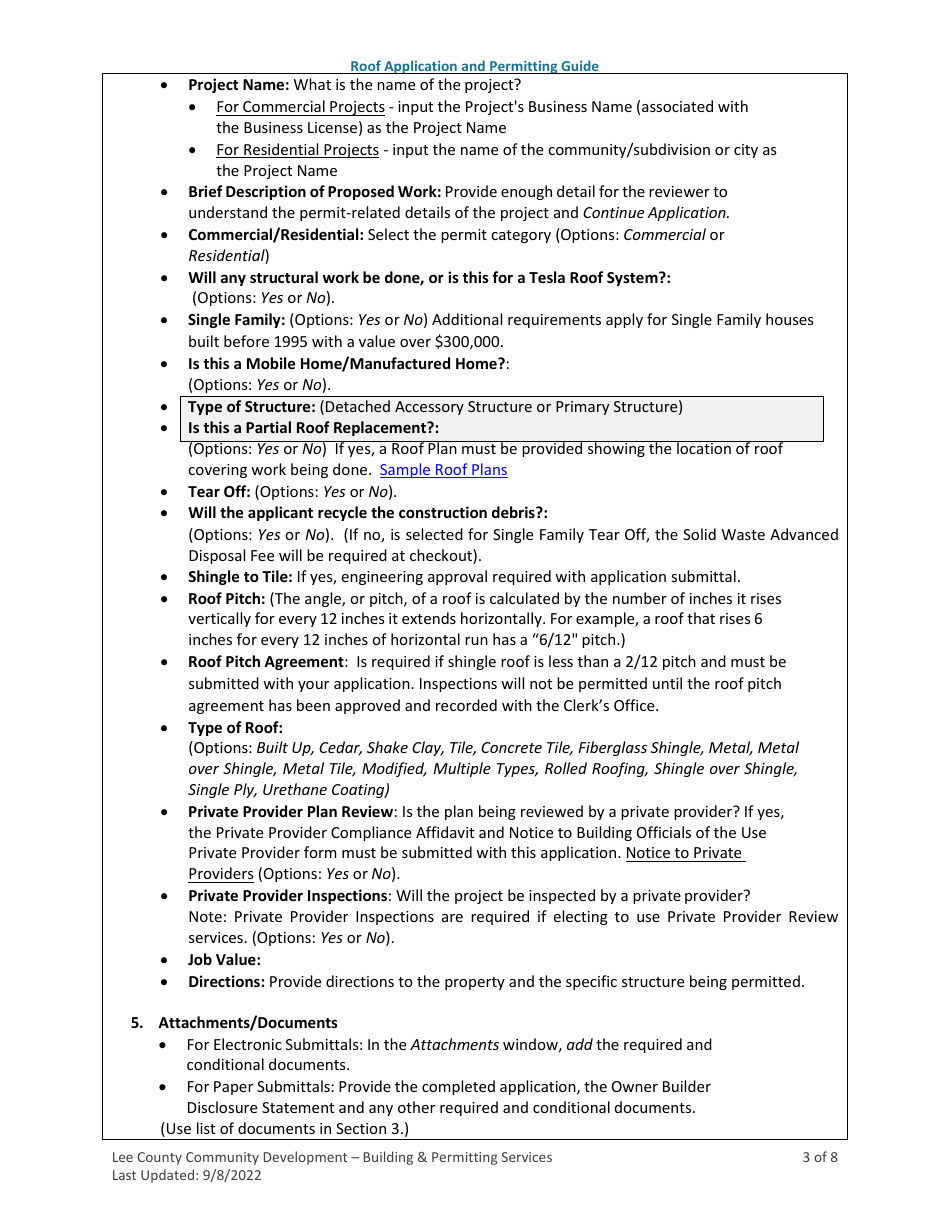 Roof Application and Permitting Guide - Lee County, Florida, Page 3