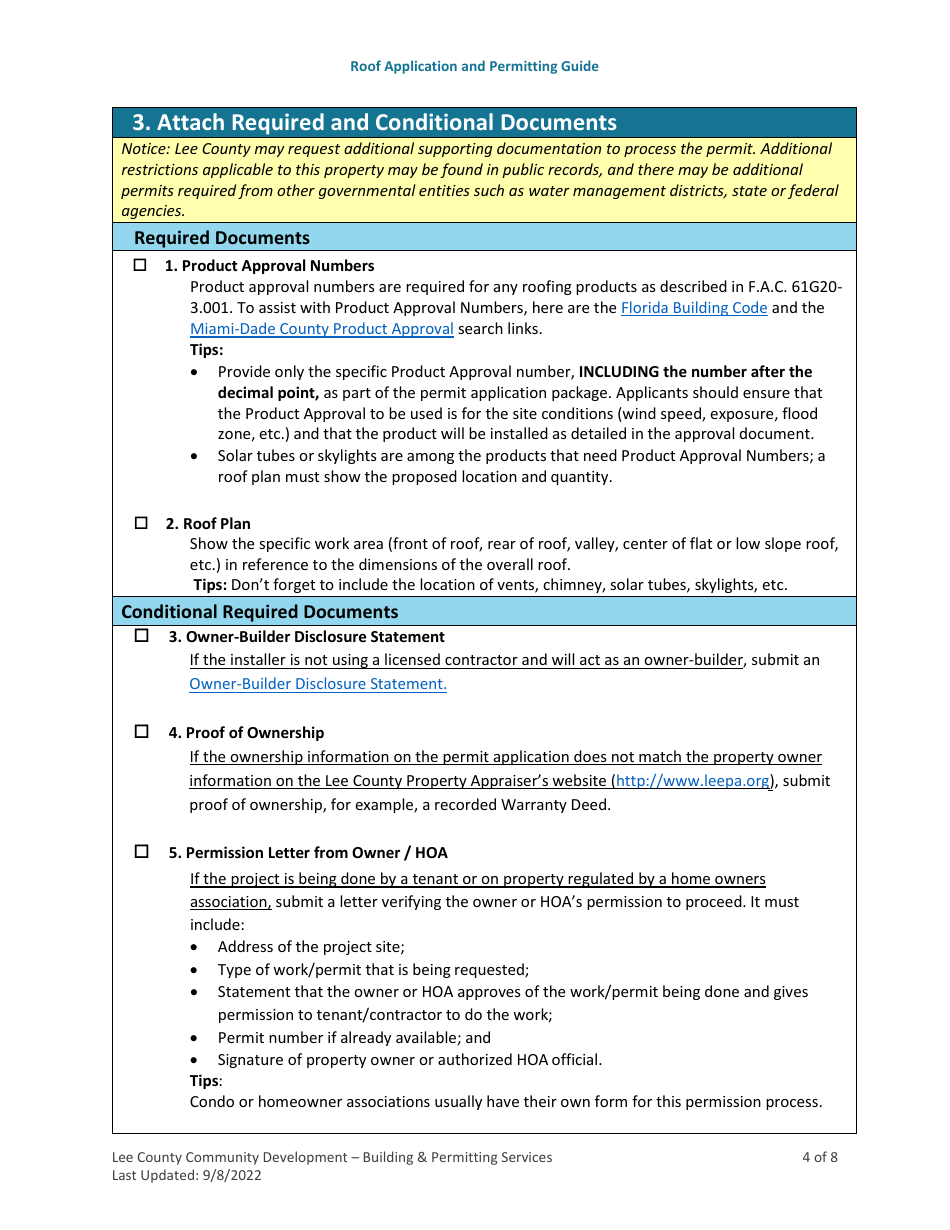 Roof Application and Permitting Guide - Lee County, Florida, Page 4
