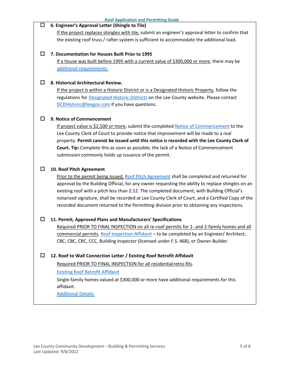 Roof Application and Permitting Guide - Lee County, Florida, Page 5
