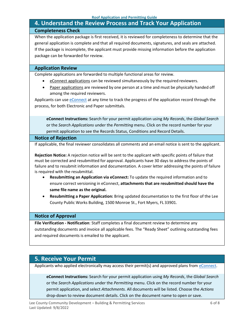 Roof Application and Permitting Guide - Lee County, Florida, Page 6