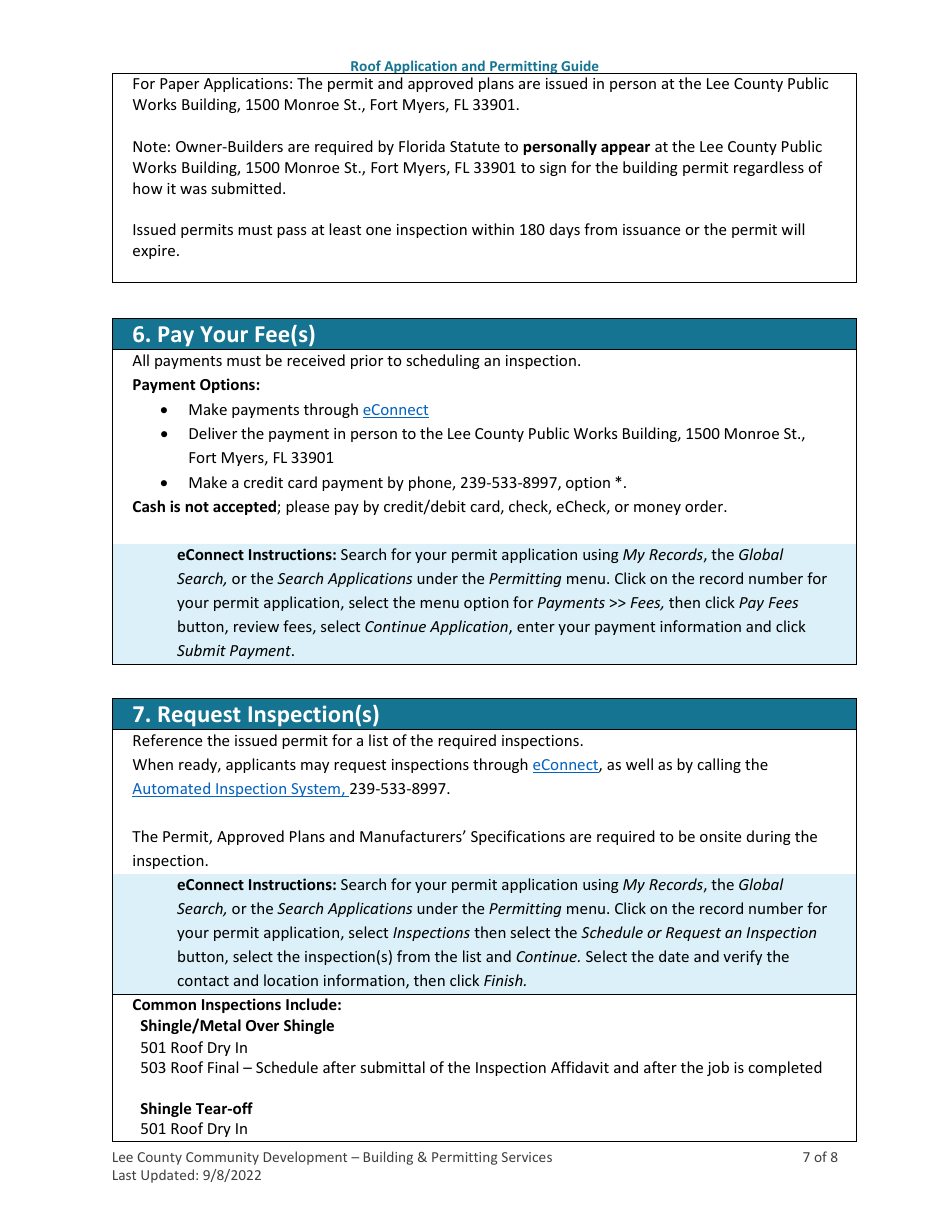 Roof Application and Permitting Guide - Lee County, Florida, Page 7