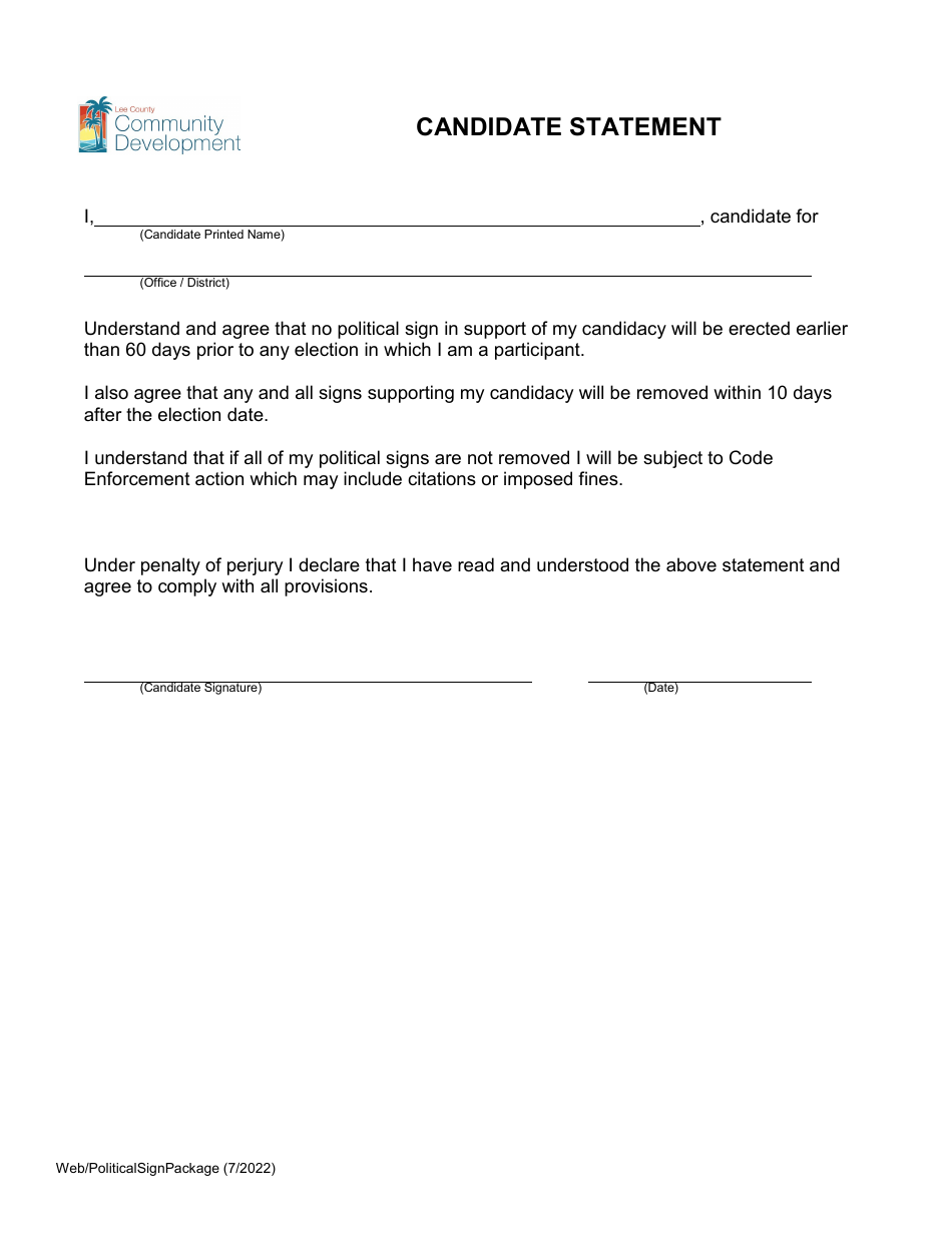 Political Signs Application - Lee County, Florida, Page 3