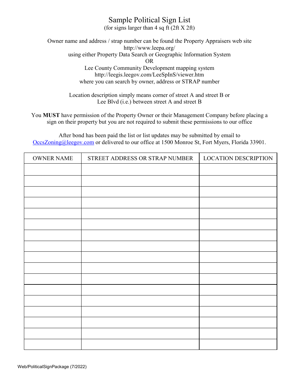 Political Signs Application - Lee County, Florida, Page 4