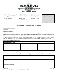 Form 102-1003A Statement of Beneficial Use of Water - Alaska