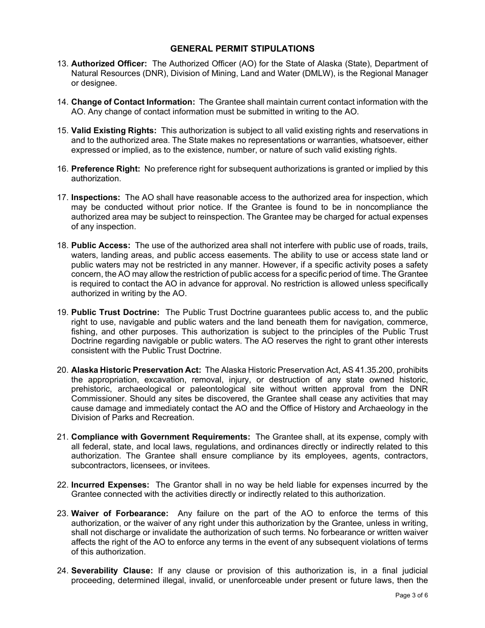 East Rex Trail Travel Permit - Alaska, Page 3