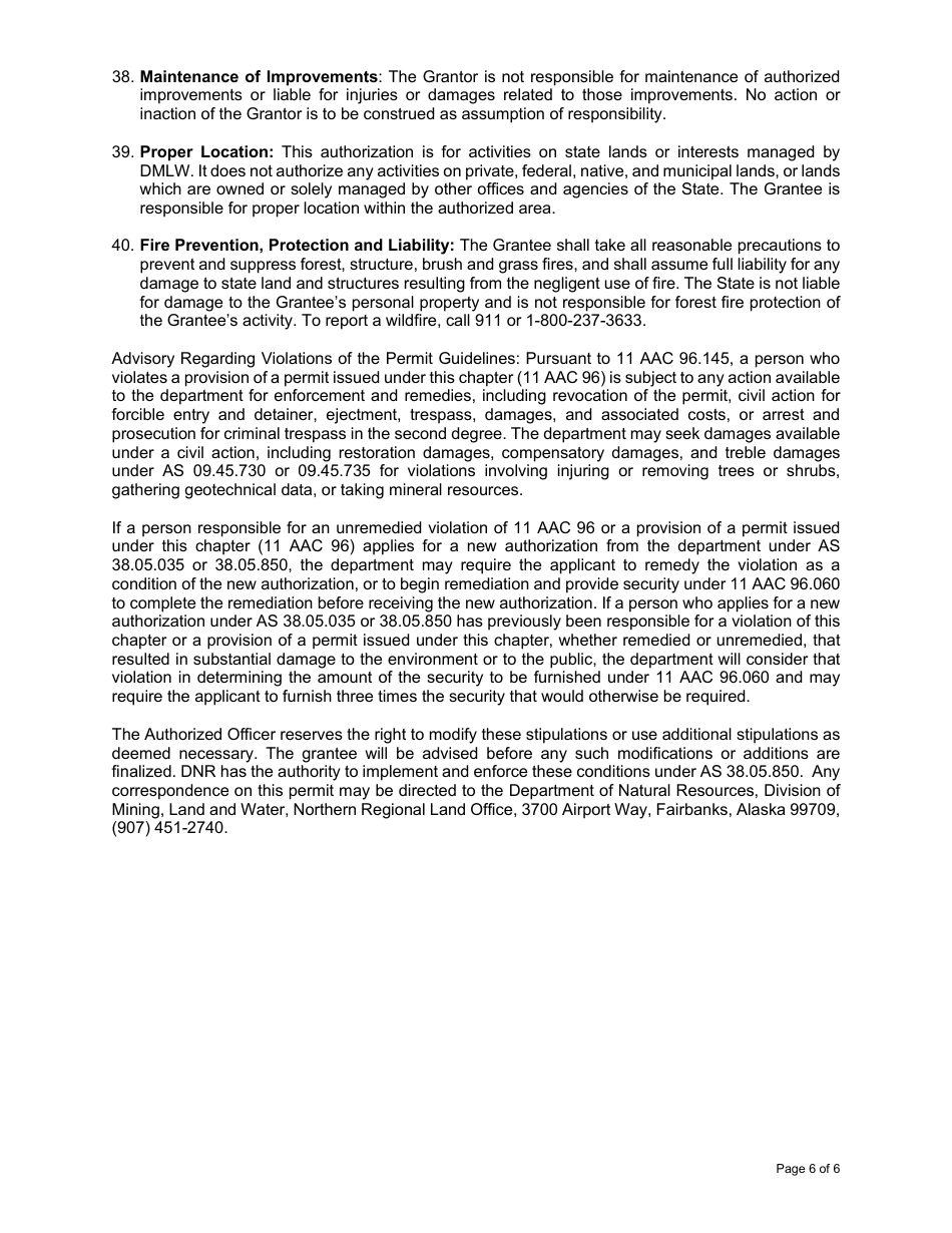 East Rex Trail Travel Permit - Alaska, Page 6