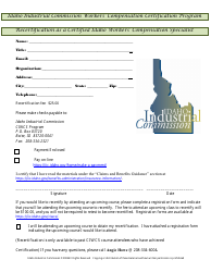 Document preview: Recertification as a Certified Idaho Workers' Compensation Specialist - Idaho Industrial Commission Workers' Compensation Certification Program - Idaho