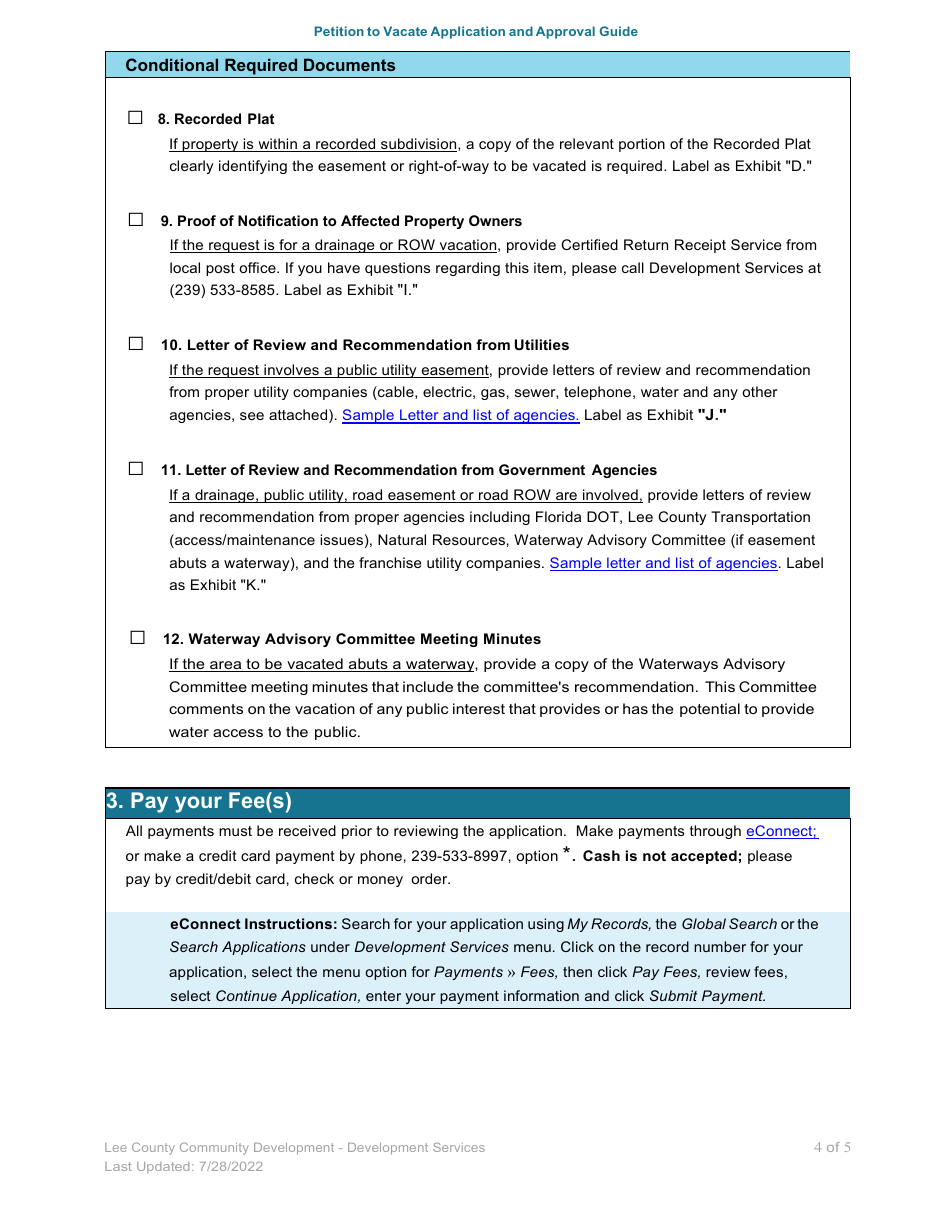 Petition to Vacate Application and Approval Guide - Lee County, Florida, Page 4