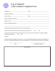 Document preview: Code Violation Complaint Form - City of Peekskill, New York