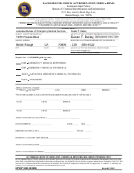 Document preview: Form DPSSP6696 (BEMS) Background Check Authorization Form - Bems - Louisiana