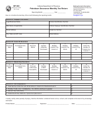 Form MF-600 (State Form 11874) Petroleum Severance Monthly Tax Return - Indiana