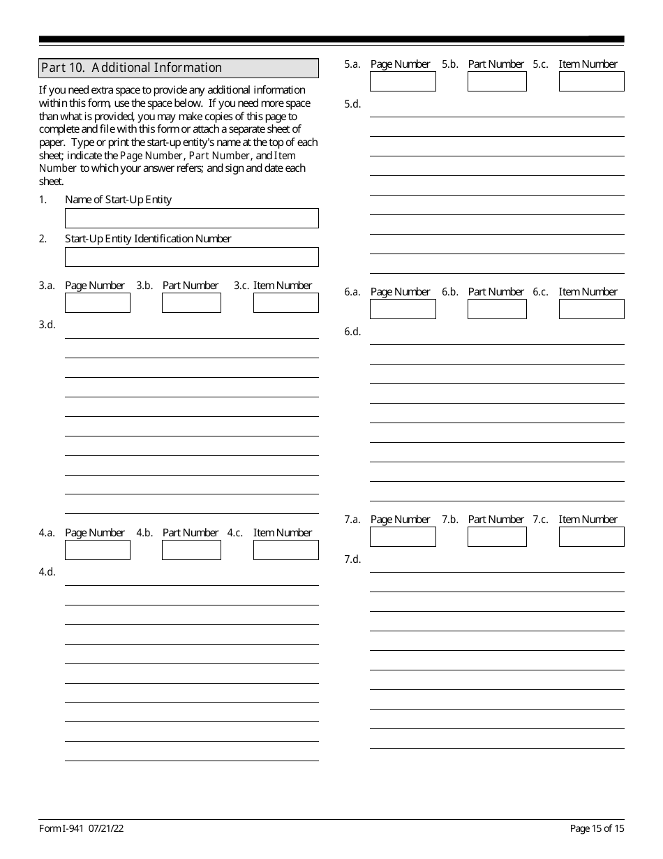 USCIS Form I-941 Application for Entrepreneur Parole, Page 15
