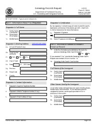 Document preview: USCIS Form G-1041A Genealogy Records Request