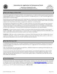 Instructions for USCIS Form I-941 Application for Entrepreneur Parole