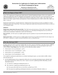 Document preview: Instructions for USCIS Form I-765V Application for Employment Authorization for Abused Nonimmigrant Spouse
