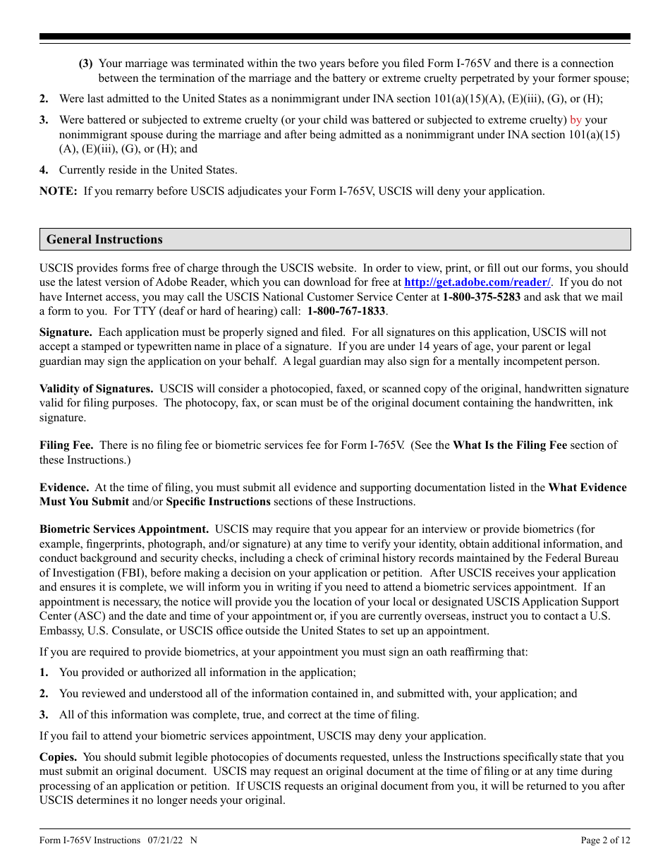 Download Instructions For Uscis Form I 765v Application For Employment Authorization For Abused