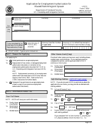 USCIS Form I-765V Application for Employment Authorization for Abused Nonimmigrant Spouse