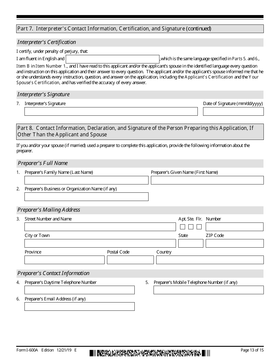 USCIS Form I-600A Application for Advance Processing of an Orphan Petition, Page 13