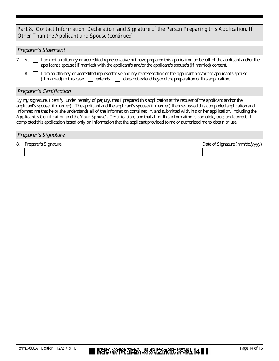 USCIS Form I-600A Application for Advance Processing of an Orphan Petition, Page 14