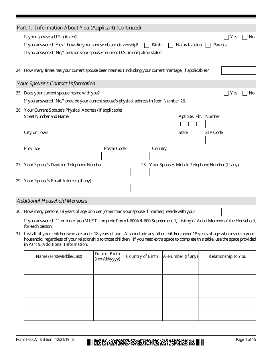 USCIS Form I-600A Application for Advance Processing of an Orphan Petition, Page 4