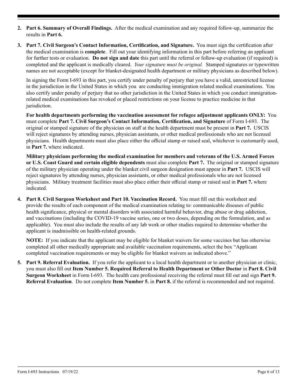 Download Instructions for USCIS Form I693 Report of Medical