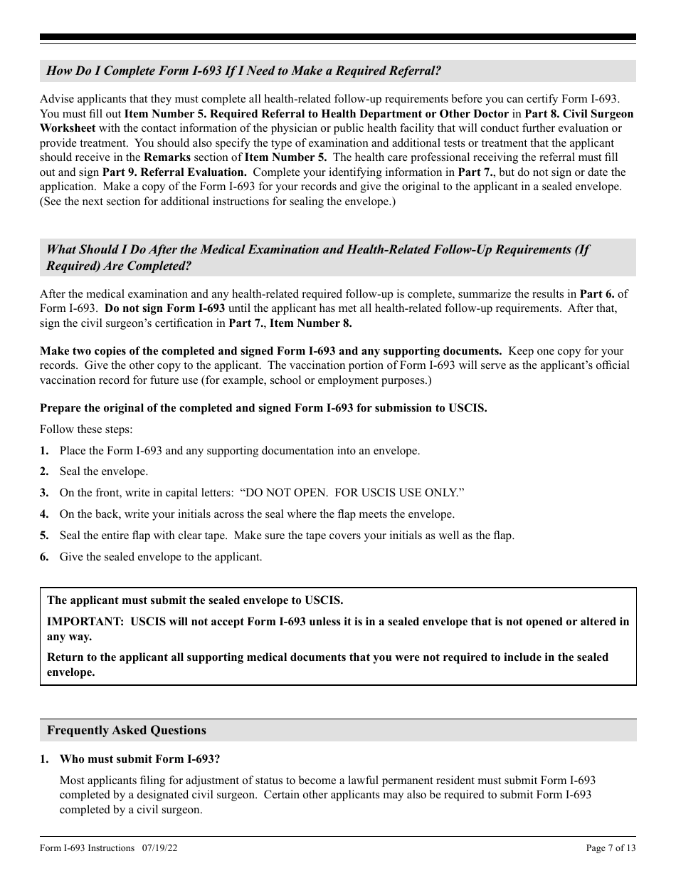 Download Instructions for USCIS Form I693 Report of Medical
