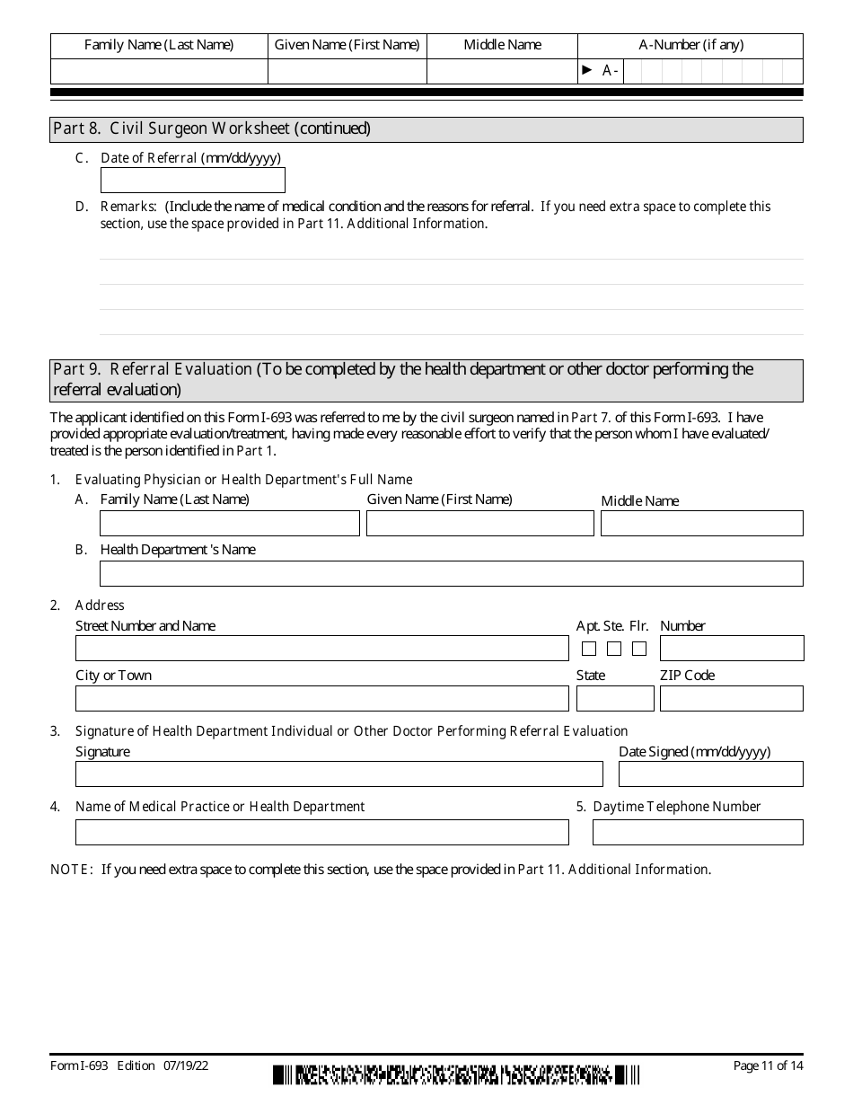 USCIS Form I-693 Report of Medical Examination and Vaccination Record, Page 11