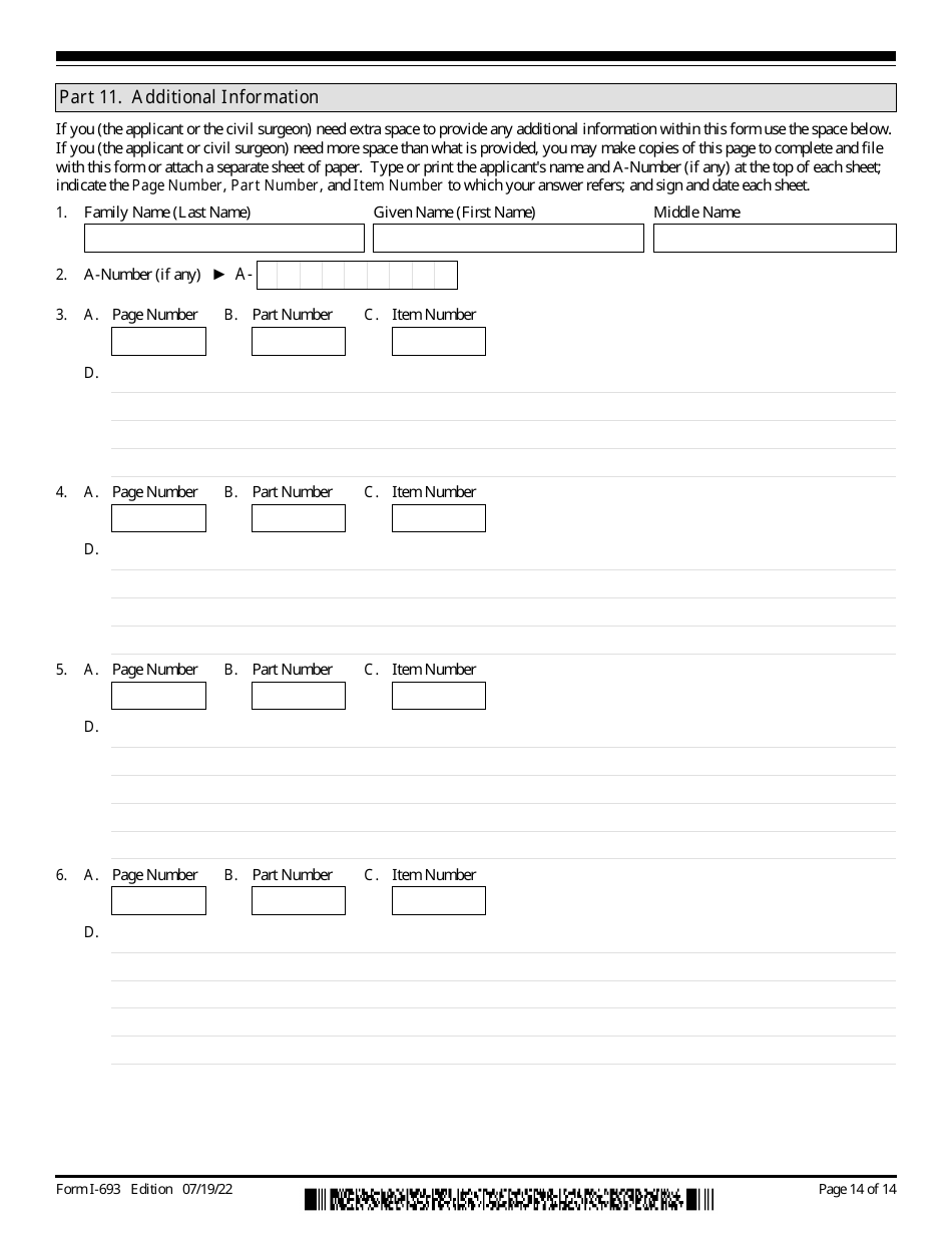 USCIS Form I-693 Report of Medical Examination and Vaccination Record, Page 14