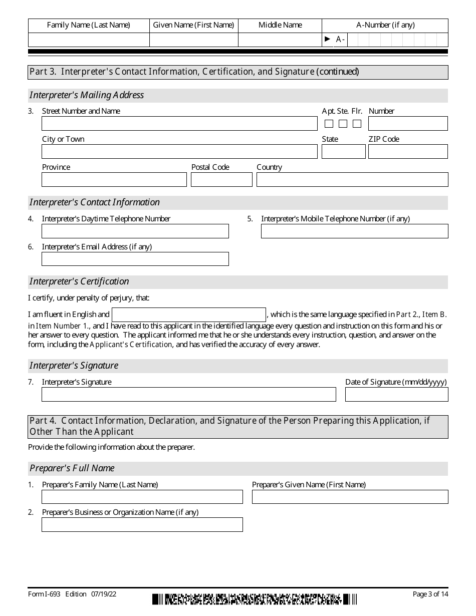 USCIS Form I-693 Report of Medical Examination and Vaccination Record, Page 3
