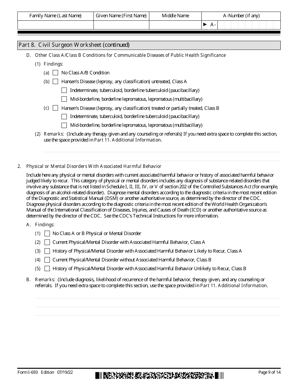 USCIS Form I-693 Report of Medical Examination and Vaccination Record, Page 9