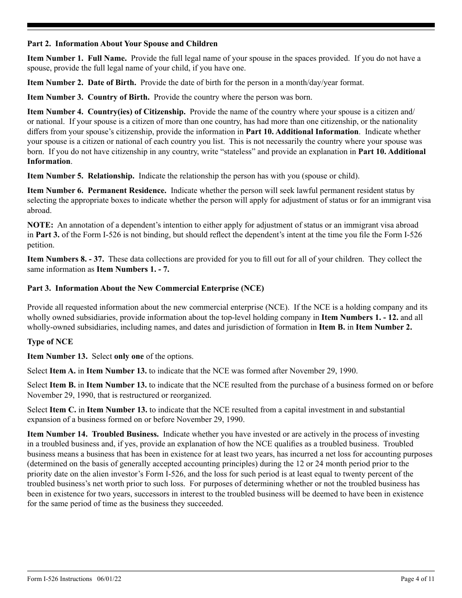 Instructions for USCIS Form I-526 Immigrant Petition by Standalone Investor, Page 4