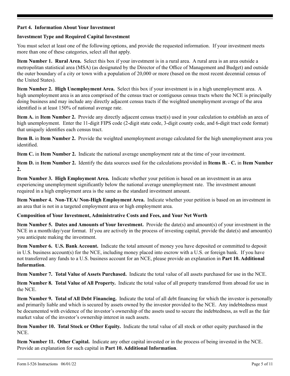 Instructions for USCIS Form I-526 Immigrant Petition by Standalone Investor, Page 5